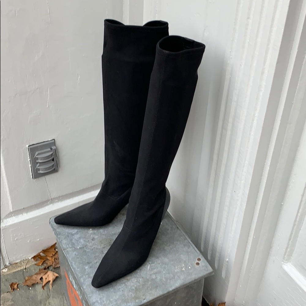 Tall Black leather and fabric Gucci Boots